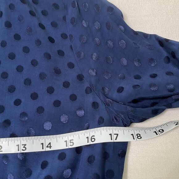 Sandro Lori dot viscose blue polka dot long sleeve draw string dress size 1 - Picture 4 of 8